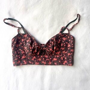 Intimately Free People Floral Pinkand Black Bralette Crop Top